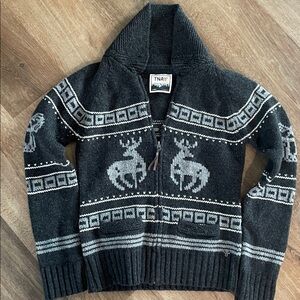 100% Lambswool Aritzia TNA Cabin Shawl Collar Zip Sweater Fair Isle